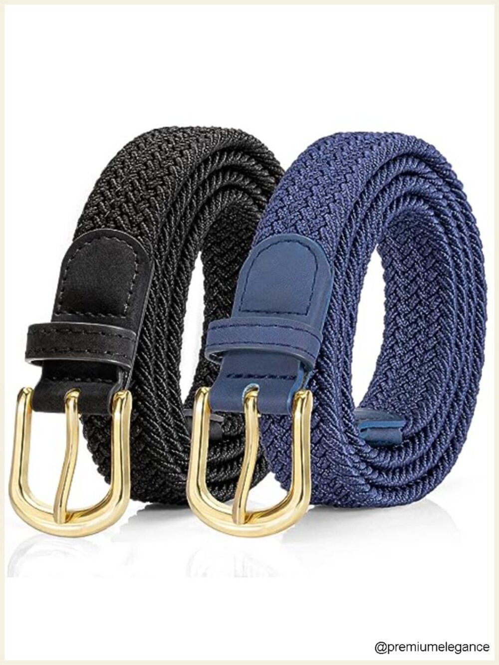 2 Pack Elastic Woven Stretch Belt for Women, Braided Belt